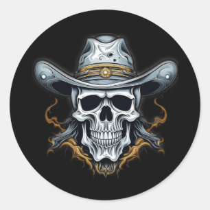 Sticker Rond Le squelette cowboy