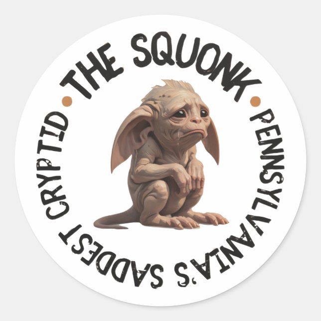 Sticker Rond Le Squonk, le cryptide le plus triste de Pennsylva (Devant)
