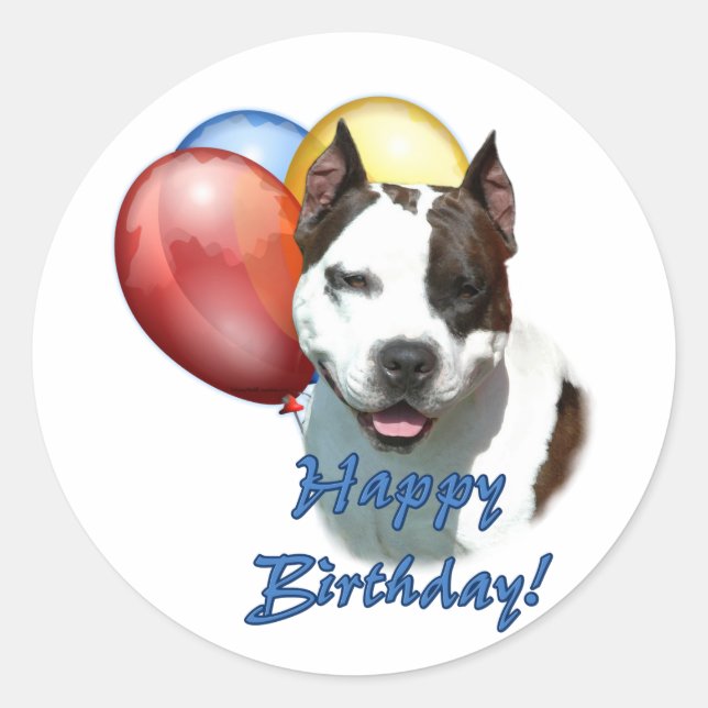 Sticker Rond Le Staff Joyeux Anniversaire du Balloon. (Devant)