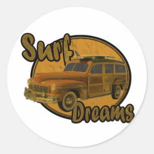Sticker Rond le surf rêve le brun de chariot de woodie