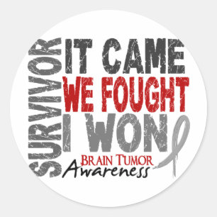 Sticker Rond Le survivant de tumeur cérébrale qu'il est venu