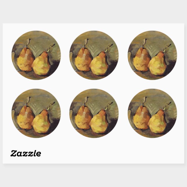 Sticker Rond Le tableau de Paul Cezanne, Deux Poires, (Feuille)