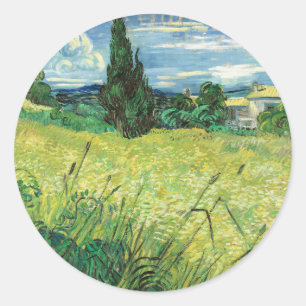 Sticker Rond Le tableau de Vincent van Gogh, Champ vert,