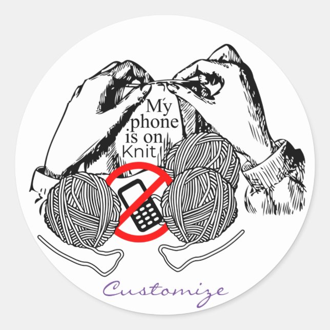 Sticker Rond Le téléphone est sur Knit Thunder_Cove (Devant)