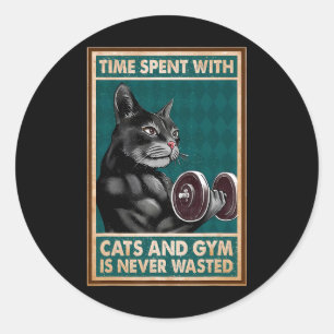 Sticker Rond Le Temps Passé Avec Les Chats Et La Salle De Sport