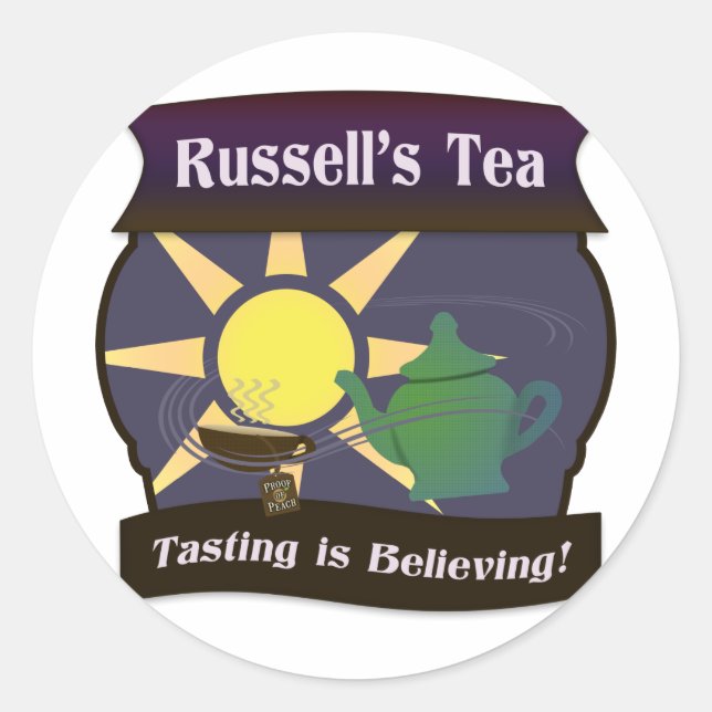 Sticker Rond Le thé de Russell (Devant)