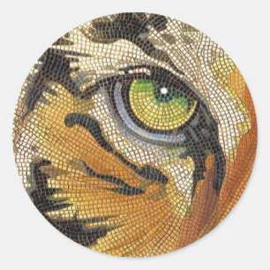 Sticker Rond Le "tigre couvre de tuiles" l'aquarelle de