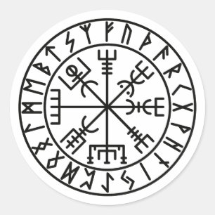Sticker Rond Le Vegvísir Bâton magique islandais
