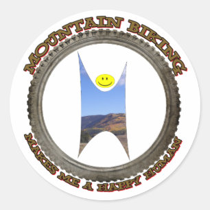 Sticker Rond Le Vélo De Montagne Me Rend Un Homme Heureux