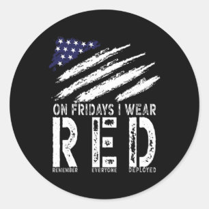 Sticker Rond Le Vendredi Je Porte Du Rouge Usa Soutien Aux Trou