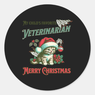 Sticker Rond Le Vétérinaire Préféré de Mon Enfant. Vétéran de N