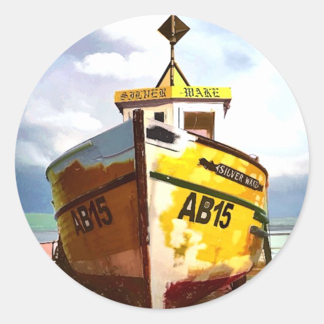 STICKER ROND LE VIEUX BATEAU DE PÊCHE (Devant)