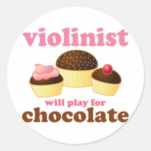 Sticker Rond Le violoniste jouera pour le chocolat