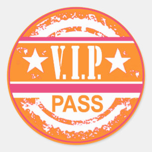Sticker Rond Le VIP passent l'autocollant de partie (les roses