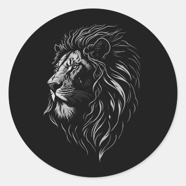Sticker Rond Le visage de Lion majestueux (Devant)