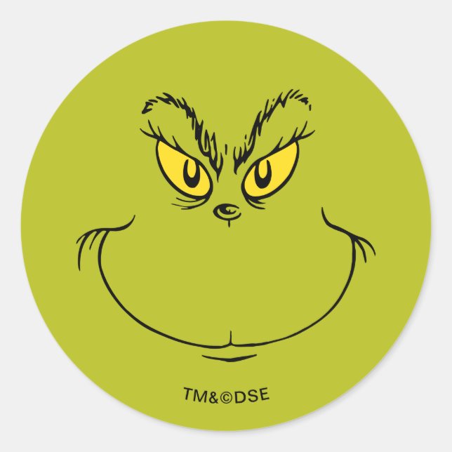 Sticker Rond Le Visage du Grinch a volé Noël (Devant)