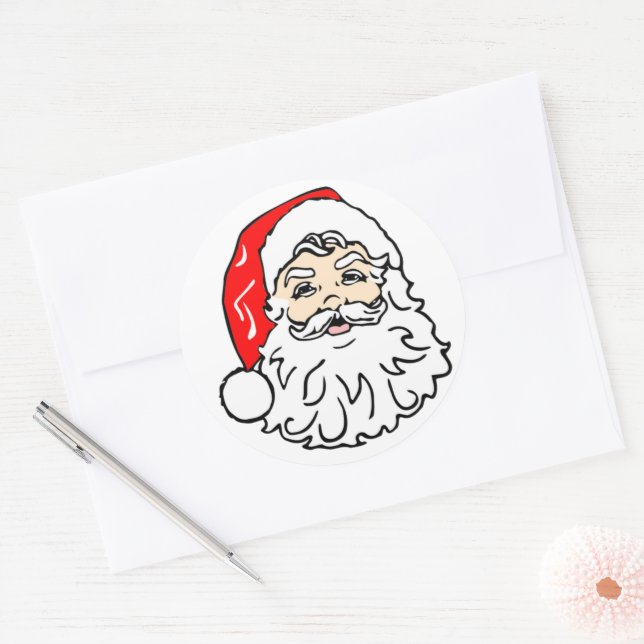 Sticker Rond Le visage du Père Noël (Enveloppe)
