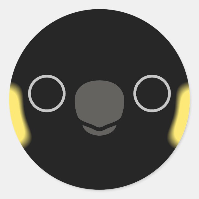 Sticker Rond Le visage d'un cockatoo noir à queue jaune (Devant)