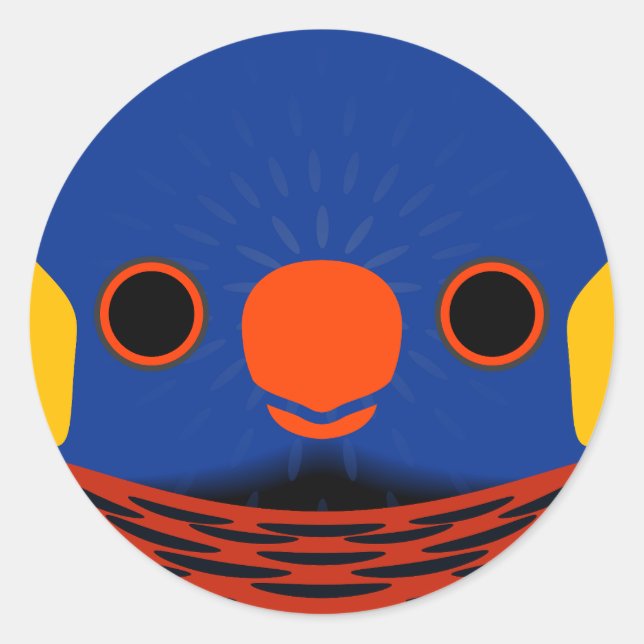 Sticker Rond Le visage d'un lorikeet coco (Devant)
