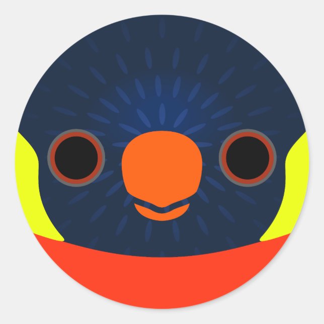 Sticker Rond Le visage d'un lorikeet coucher de soleil (Devant)