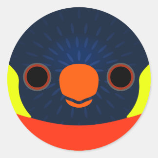 Sticker Rond Le visage d'un lorikeet coucher de soleil