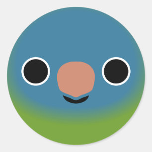 Sticker Rond Le visage d'une perruche à couronne bleue