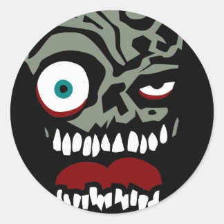 Sticker Rond Le visage zombie de la catastrophe