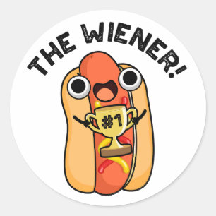 Sticker Rond Le Winner Funny Winner Hot Dog Pun