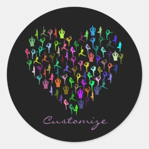 Sticker Rond Le Yoga Poses Coeur Thunder_Cove