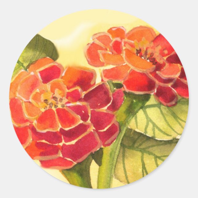 Sticker Rond Le Zinnia fleurit l'autocollant (Devant)