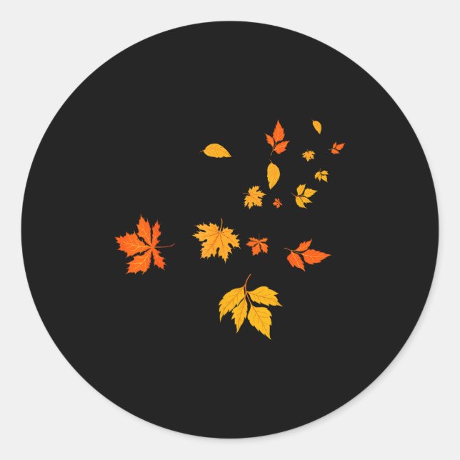 Sticker Rond Leaf Blower Fall Leaves Funny Halloween Couple Mat (Devant)