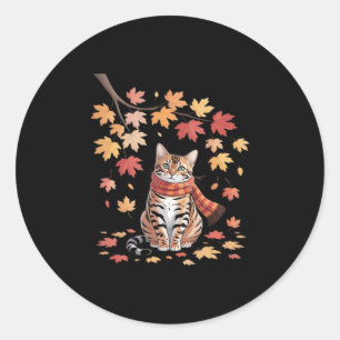Sticker Rond Leaf Fall Tree Bonjour Automne Thanksgiving It’Fal