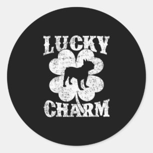 Sticker Rond Leaf Lucky Charm French Bulldog St Patrick's Day