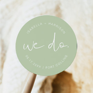 Sticker Rond LEAH Vert pastel vibrant Mariage Jardin de printem