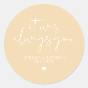 Sticker Rond LEAH Vibrant Pastel Jaune Toujours Mariage Favoris