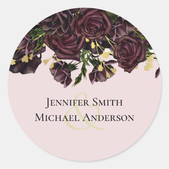 Sticker Rond LeahG BUDGET Dark PLUM Rose Mariage (Devant)