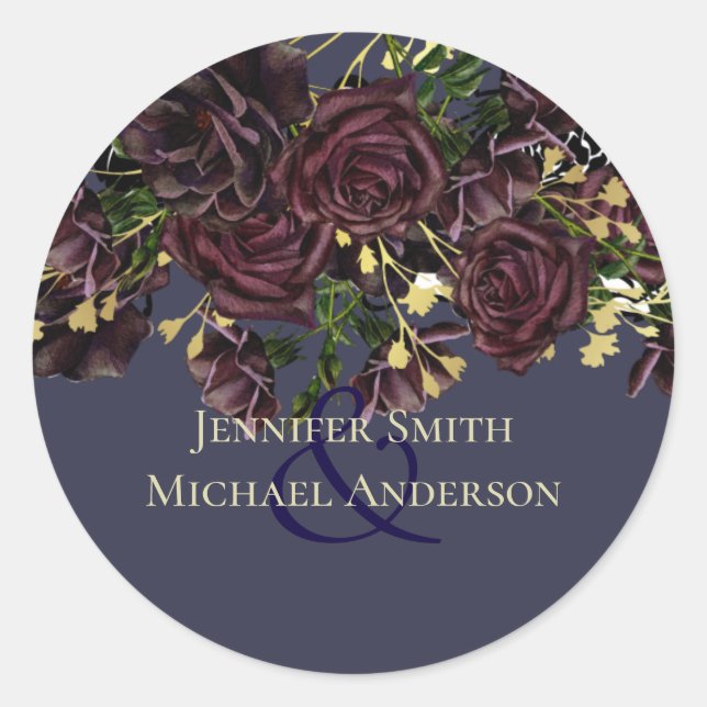 Sticker Rond LeahG BUDGET Dark PLUM Rose Mariage (Devant)