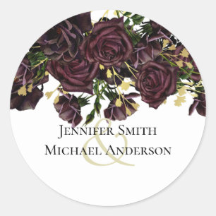Sticker Rond LeahG BUDGET Dark PLUM Rose Mariage