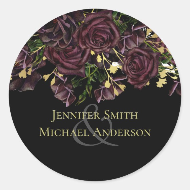 Sticker Rond LeahG BUDGET Dark PLUM Rose Mariage (Devant)