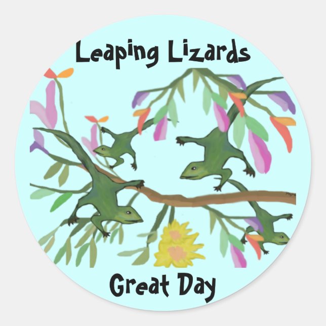 Sticker Rond Leaping Lizards Grand Jour (Devant)