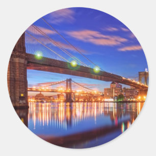 Sticker Rond L'East River, pont de Brooklyn, Manhattan