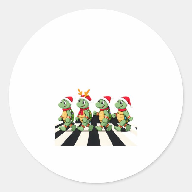 Sticker Rond Leatherback Sea Turtle Crossing Road Xmas T-Shirt  (Devant)