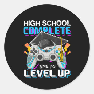 Sticker Rond L'École Complète Le Temps De Niveau Vidéo Jeu Grad
