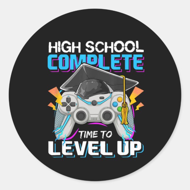 Sticker Rond L'École Complète Le Temps De Niveau Vidéo Jeu Grad (Devant)