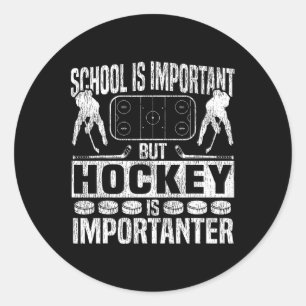Sticker Rond L'école de hockey sur glace vintage est importante
