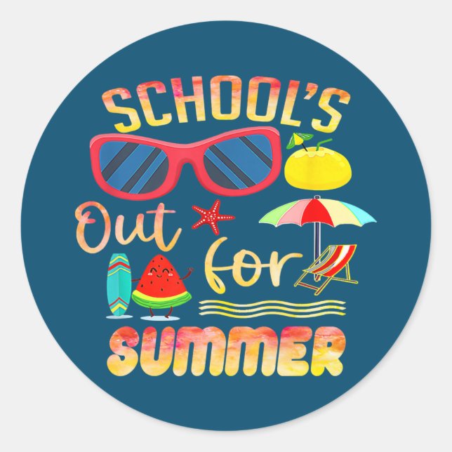Sticker Rond L'école est dehors pour les lunettes d'été Dernier (Devant)