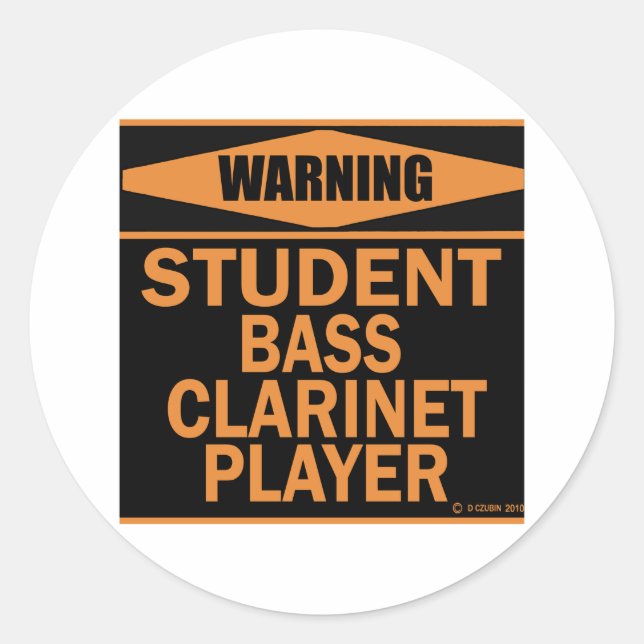 Sticker Rond Lecteur Clarinet de basse étudiant (Devant)