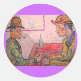 Sticker Rond lecteur de carte aquarelle