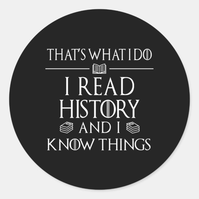 Sticker Rond Lecteur de livres d'histoire Je lis Histoire Conna (Devant)