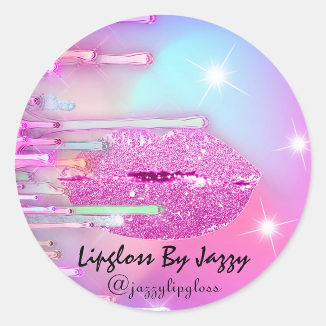 Sticker Rond Lecteur de maquillage Lipgloss Emballage Rose Girl (Devant)